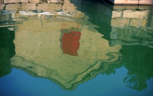 Reflection of old boat house