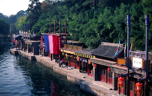 lakes, reflections, water, scenery, scenic, landscape.s as seen from Great Wall (Jin Shan).