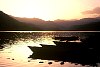 boats on lake Pokhara at sunset
