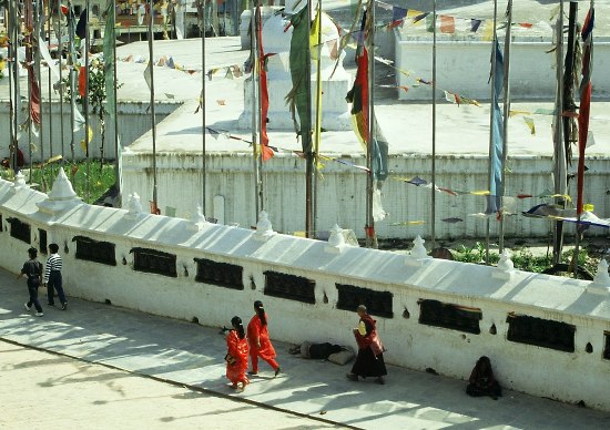 Believers at the Stupa of Bodnath,  Kathmandu (Nepal).